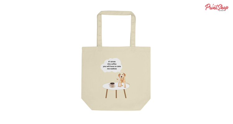 Puppy dog coffee funny thought Organic Cotton Tote Bag