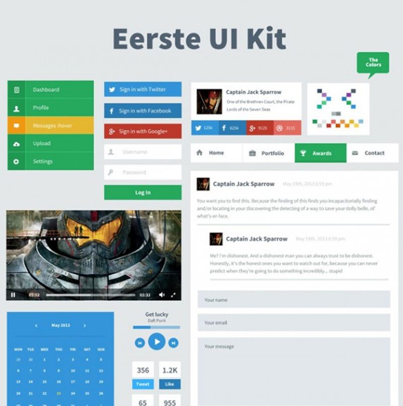 Eerste – Flat User Interface Kit That Is Free To Download